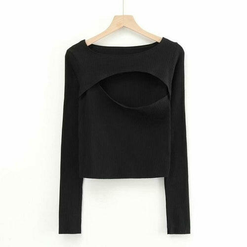 Long Sleeve Irregular Hollow T-shirt Knitwear