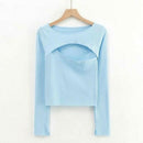 Long Sleeve Irregular Hollow T-shirt Knitwear