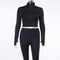 Two Piece Outfits Women Set Activewear Crop Top Zipper Leggings