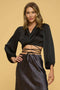 Silky Satin Wrap Crop Top with Tie