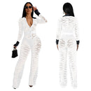 Women's Lace See Though Embrodiery Wide Leg Jumpsuit