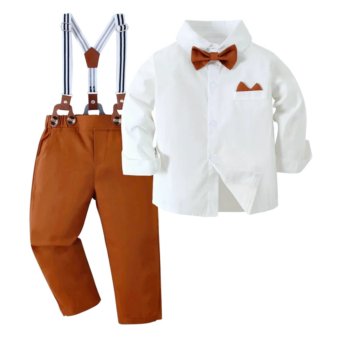 Toddlers Two Piece Suspender Trouser and Shirt Set