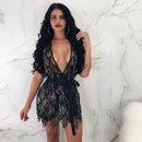 Women's Glitter Deep V Neck Sequin Halter Bodycon Mini Dress