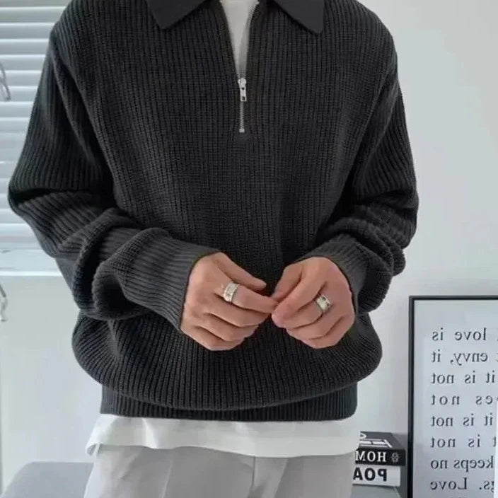 Men's Collared Zip Sweater