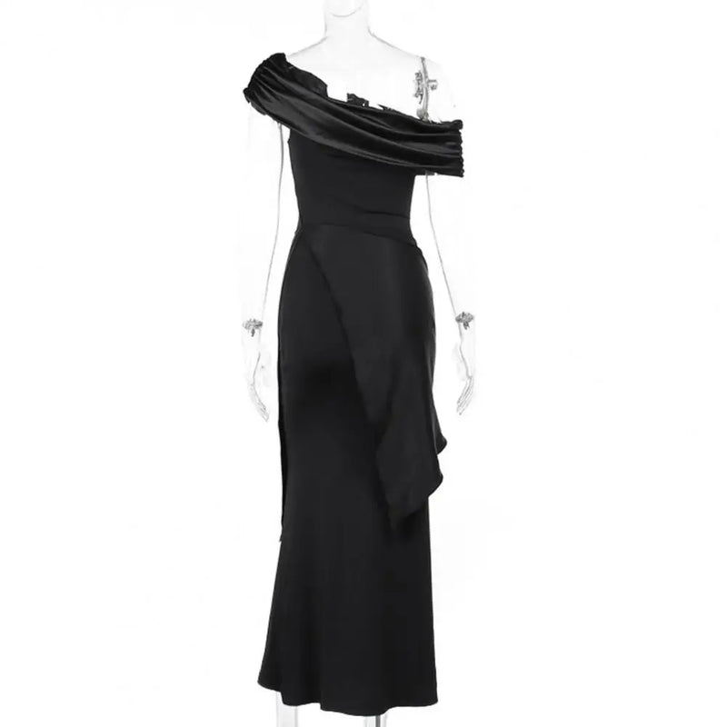 Women's Waist Tie Off-shoulder Maxi Dress with Lace-up Sash