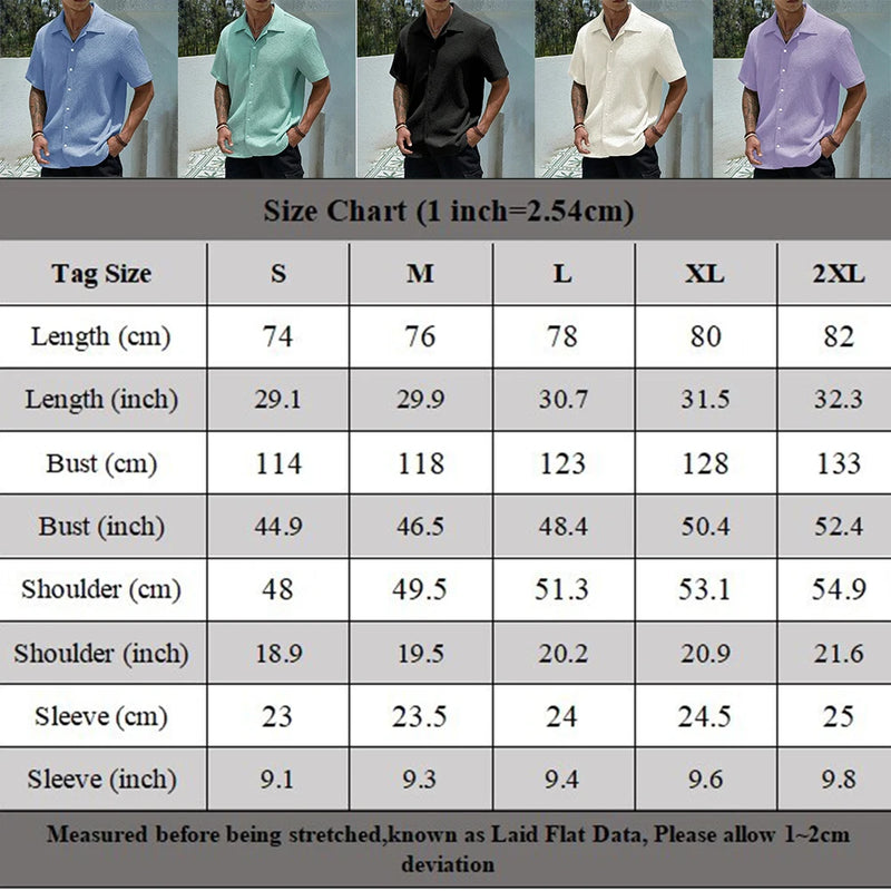 Mens Lapel Short Sleeve Shirts Tops