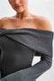 Women's Off-shoulder Strapless Backless Long Sleeve Ruched Draped Knitted Dress