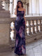 Women's Floral Spaghetti Strap  Bodycon Maxi Dress