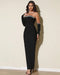 Women's Black Strapless Beaded  Ankle Length Dress