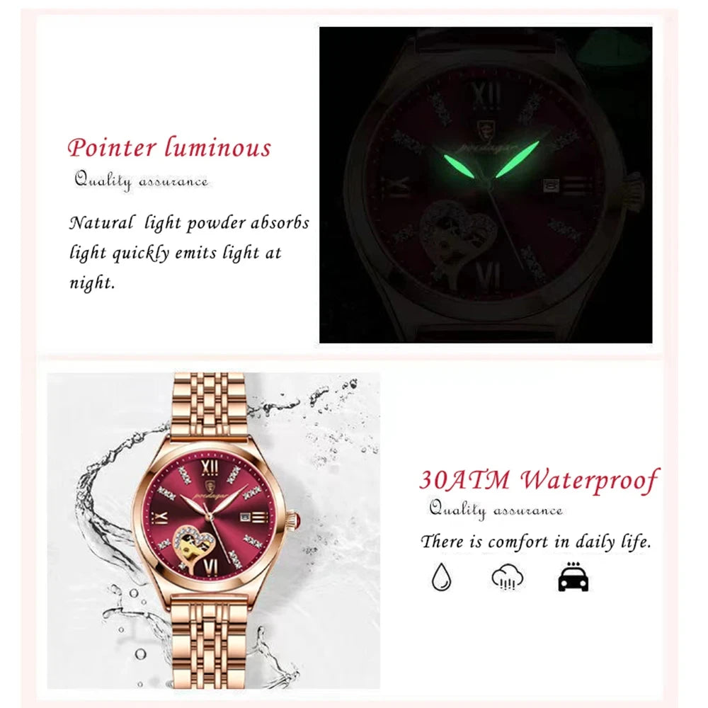 Women's Fashion Rose Gold Waterproof Quartz Wristwatch