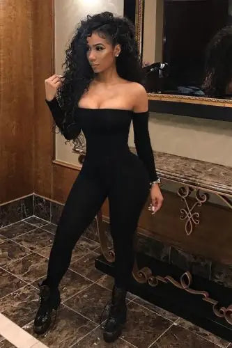 Women Off Shoulder Bodycon Jumpsuit