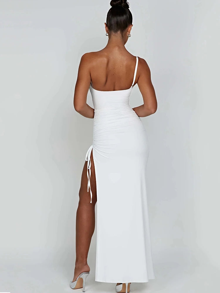 Women's Drawstring High Slit Dress