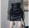 Lace-up High Waist PU Leather Mini Skirt