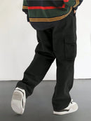 Men's Drawstring Trendy Flap Pockets Cargo Pants