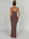 Women's Thickened Fabric Sleeveless Spaghetti Strap Backless Bodycon Maxi Dress