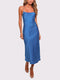 Women’s Sleeveless Adjustable Slips Slit And Lace Up Slim Maxi Dress