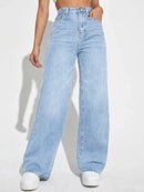 Women's Loose Denim Wide-Leg Slim High Waist Jeans