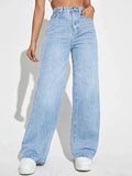 Women loose Denim wide-leg slim high waist stretch Denim jeans