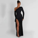 Women's Long Sleeve Oblique Neck Dress