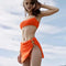 Women's Adjustable Straps High Waist Split Skirt And Co-ord Top Sets