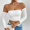 Women Off Shoulder Crop Long Sleeve Top