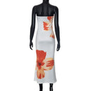 Women's Flower Printed Floor Length Long Dress