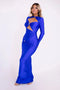 Women's Hollow Out Long Sleeve Solid Color Slim Fit Cut Out Maxi Dress