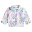 Girls Fleece Floral Print Long Sleeve Pullover Jacket