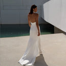 Women's Halter Satin Open Back Side Silt Long Maxi Dress