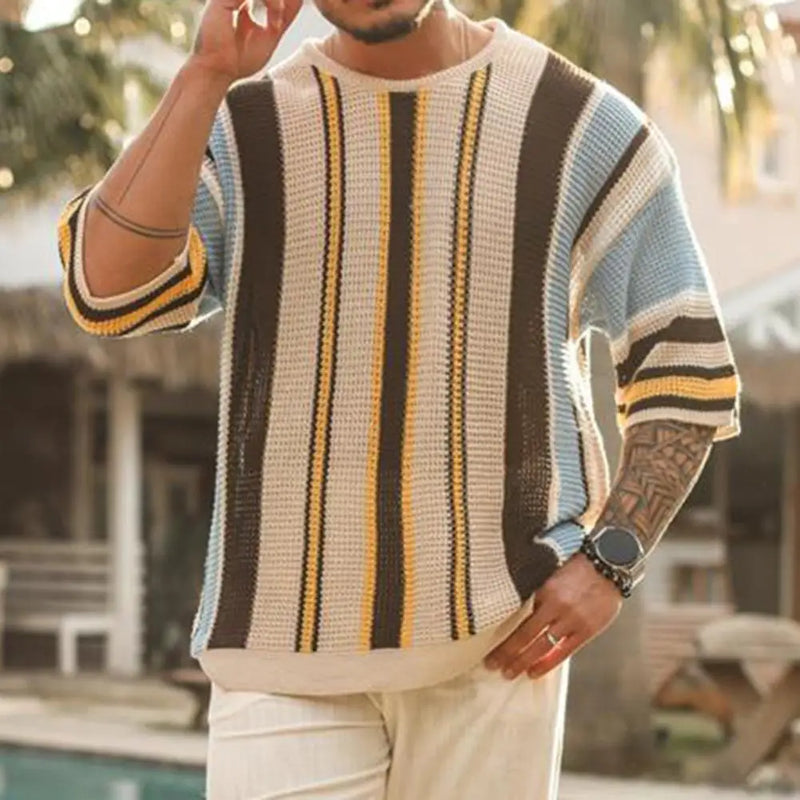 Men's Loose Fit Striped Knit Sweater