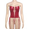 Women's Red Strapless Low Cut Neck Lacing Hollow Rave Buster Corset