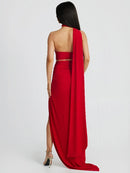 Women's One Shoulder High Split Maxi long Dress