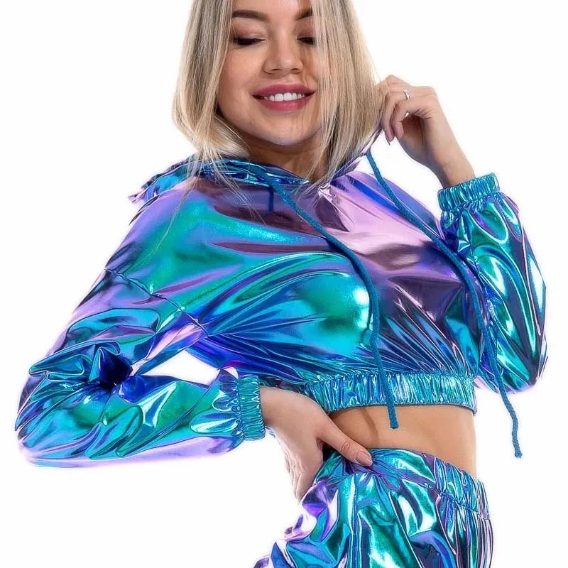 Cropped Holographic Hoodie