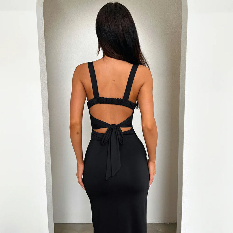 Women's High Split Slim Long Backless Bodycon Dress