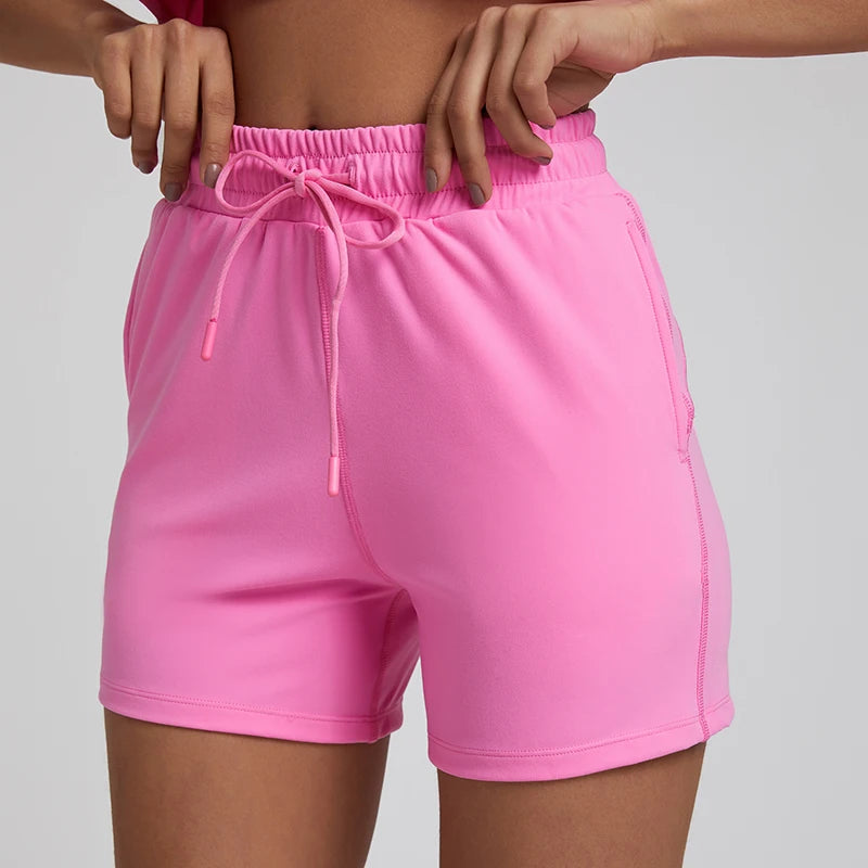 Women's Quick Dry Drawstring High Waist Sport Shorts