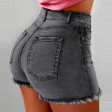 Hot Selling Women's Denim Shorts with Tassels and Holes, High Waisted Jeans  Slouchy Jeans