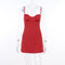 Women's Red Lace Up Hollow Backless Strap Mini Dress