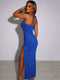 Women’s Side Slits Backless Sleeveless Slim Bodycon Maxi Dress