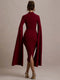 Women's Long Sleeve  Square Collar Back Slit Bodycon Midi Dress