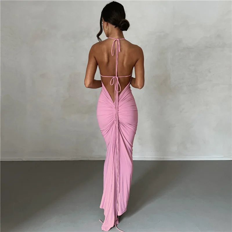 Women’s Low Back Spaghetti Straps Maxi Dress