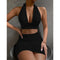 Lace Up V Neck Hollow Out Two Piece Set.