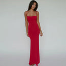 Women's Solid Color Sleeveless Backless Elegant Bodycon Maxi Dress