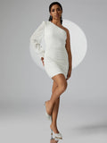 Women's  One Shoulder White Mini Dress