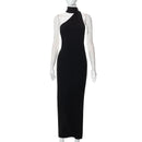 Women's Elegant Pearl Strap Halter Sleeveless Dress