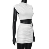 Women's Ruched Sleeveless Crop Tops and Mini Skirt