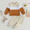 Boys Contrast Color Long Sleeve Sweatshirt and Elastic Pants Co-Ord