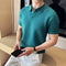 Men's Striped Jacquard Knitted Short Sleeve Polo Shirt