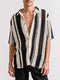 Men's Striped Hollow Out Knit Shirts