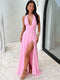 Women's Halter Backless Sleeveless High Slit Long Dress