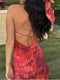 Women's Aesthetic Backless Bandage Slim Fit Print Halter Irregular Ruffled Dress